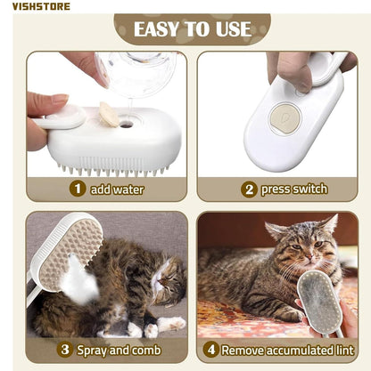 3 in 1 Pet Hair Removal Steam Comb, Perfect for Both Cats & Dogs 🐶🐱